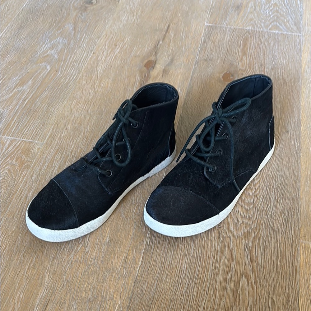 Toms Black Calf Hair High-Top Sneakers